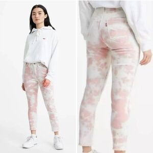 Levi's Skinny Ankle High Rise Jeans in Pink/White Tie-Dye.  NWT Size 25